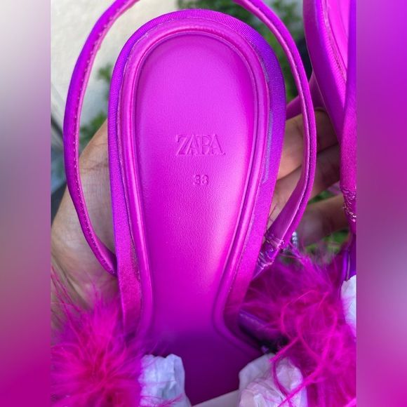 ❤️🔥Zara feathered fabric heeled shoes 038/42 - Picture 3 of 16